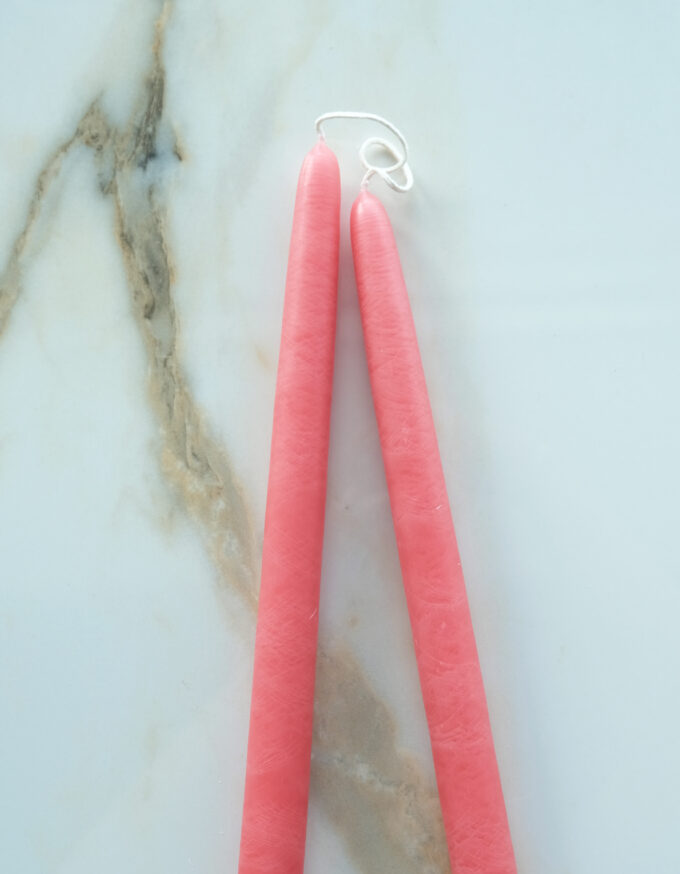 Hand-Dipped Taper Candle Pair, Shell Pink