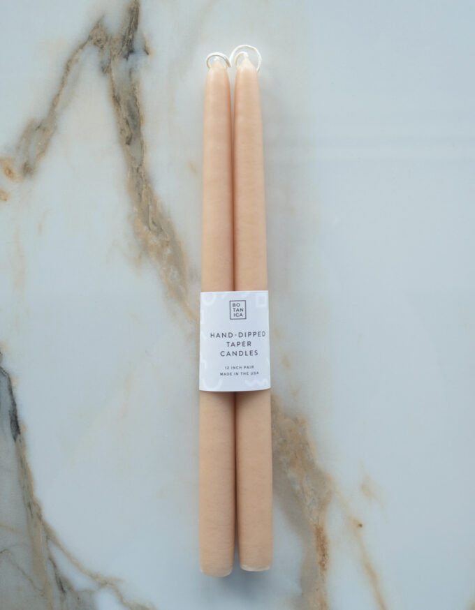 Hand-Dipped Taper Candle Pair, Oatmeal