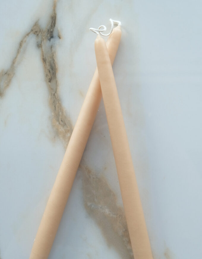 Hand-Dipped Taper Candle Pair, Oatmeal