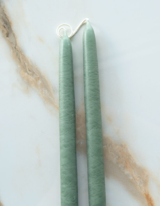 Hand-Dipped Taper Candle Pair, Sea Glass